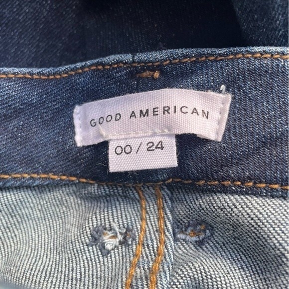 NWT Good American Good Waist Jeans Dark Wash Distressed Back Pockets Size 24 NEW - Picture 10 of 13